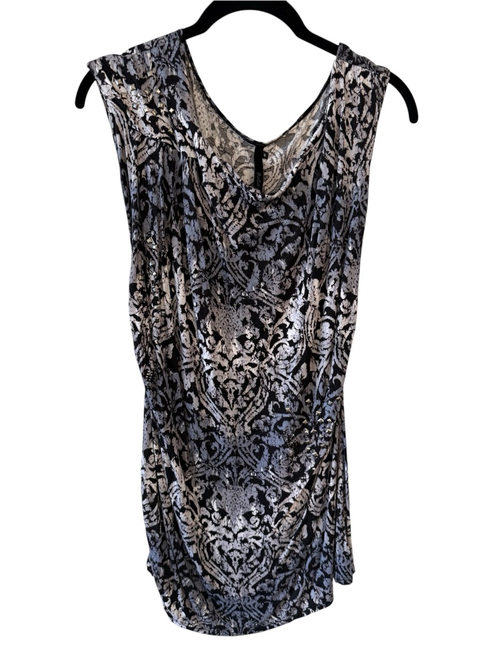 Metallic Black & Silver Sleeveless Dress Top